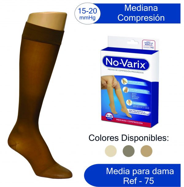 Medias de compresión hasta la rodilla, 15-20 mmHg  